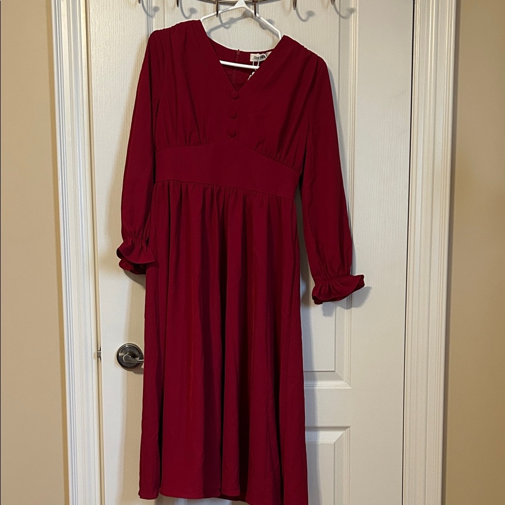 Elegant Red Midi Dress